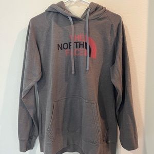 Gray North Face Logo Hoodie
